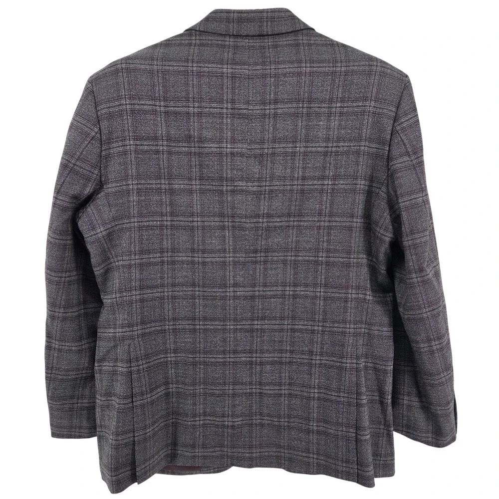 Jos A Bank‎ Traveler Blazer Mens 44R Grey Plaid Wool Blend Tailored Fit